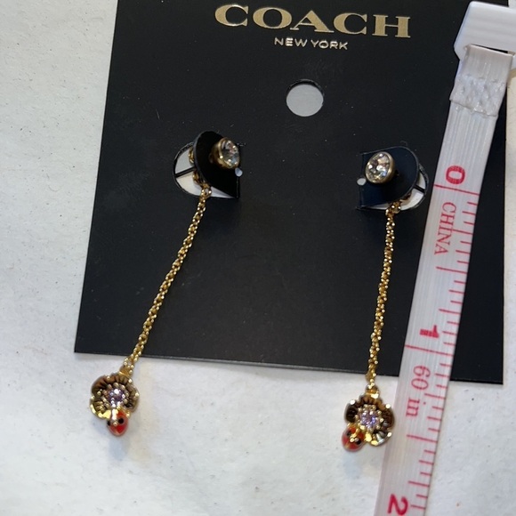 Coach earrings with crystal stud and hanging ladybug - Picture 6 of 6